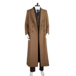 Custom Made The 10th Doctor Outfit Cosplay Costume with Brown Coat and Striped Suit