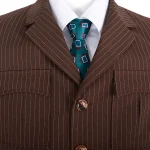 Custom Made The 10th Doctor Outfit Cosplay Costume with Brown Coat and Striped Suit (1)