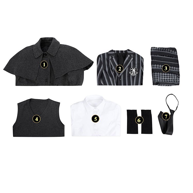 Addams Cosplay Costume Wednesday Season 2 Nevermore Academy Uniform (2)