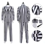 Custom Made Beetlejuice Adam Costume Adam Maitland Cosplay Adam Black and White Stripes Suit (2)