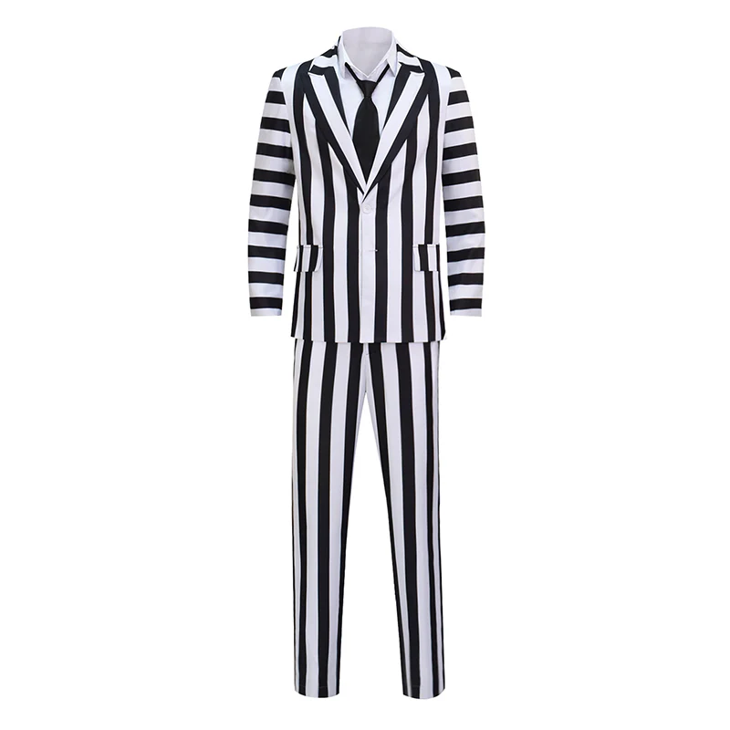 Custom Made Beetlejuice Adam Costume Adam Maitland Cosplay Adam Black and White Stripes Suit (2)