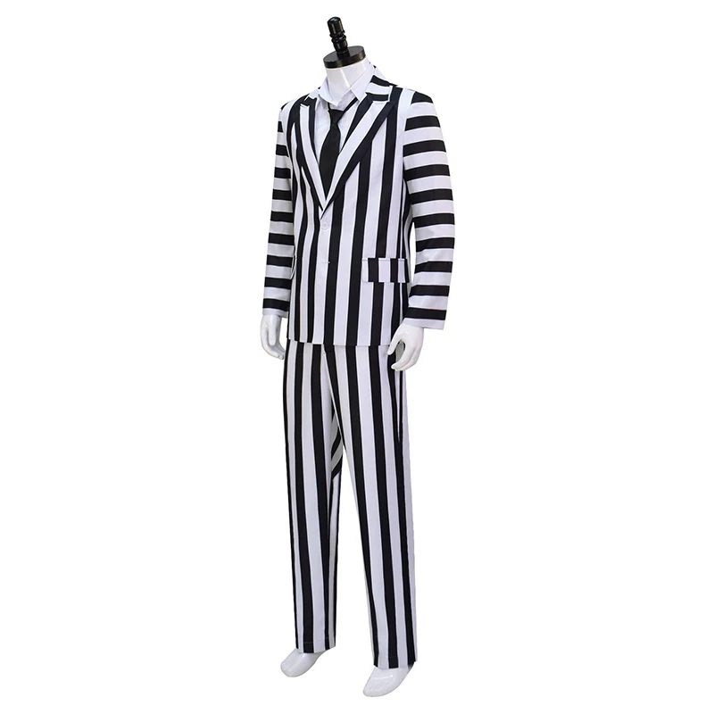 Custom Made Beetlejuice Adam Costume Adam Maitland Cosplay Adam Black and White Stripes Suit (3)