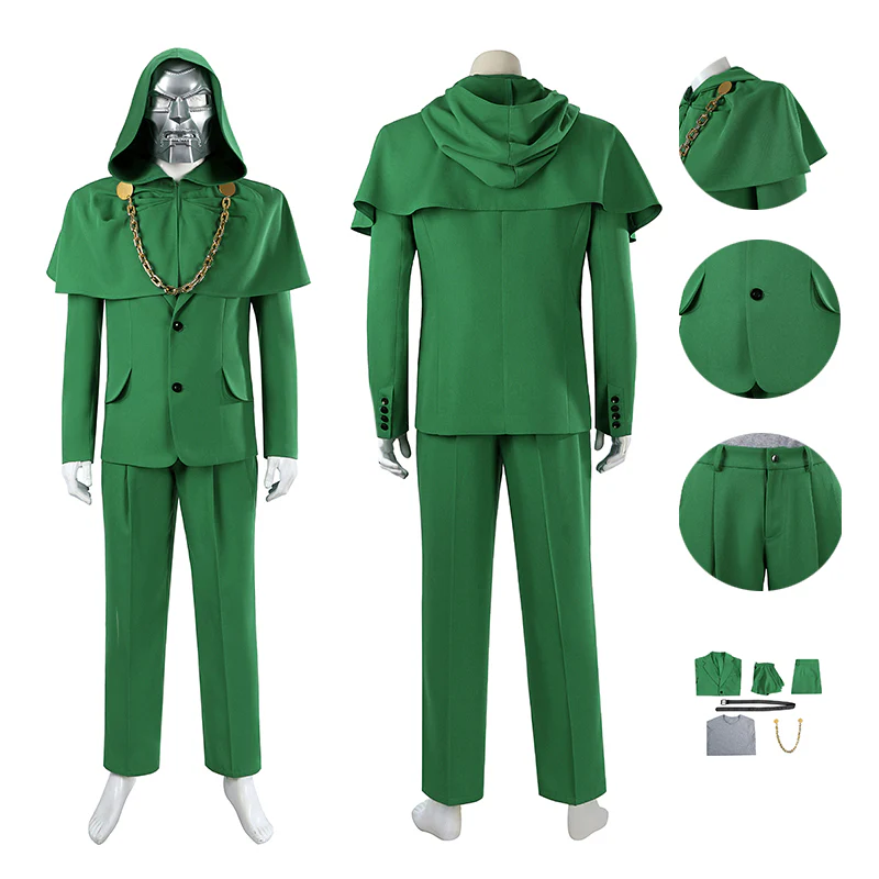Custom Made Doctor Doom Cosplay Costume Avengers Doomsday Green Suit Adult