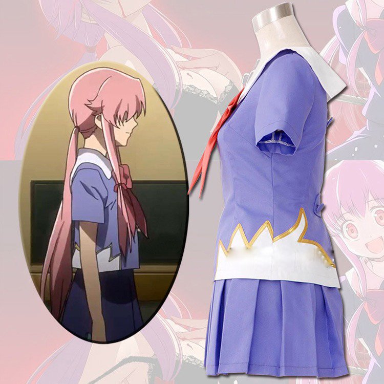 Custom Future Diary Mirai Nikki Yuno Gasai Cosplay Dress (2)