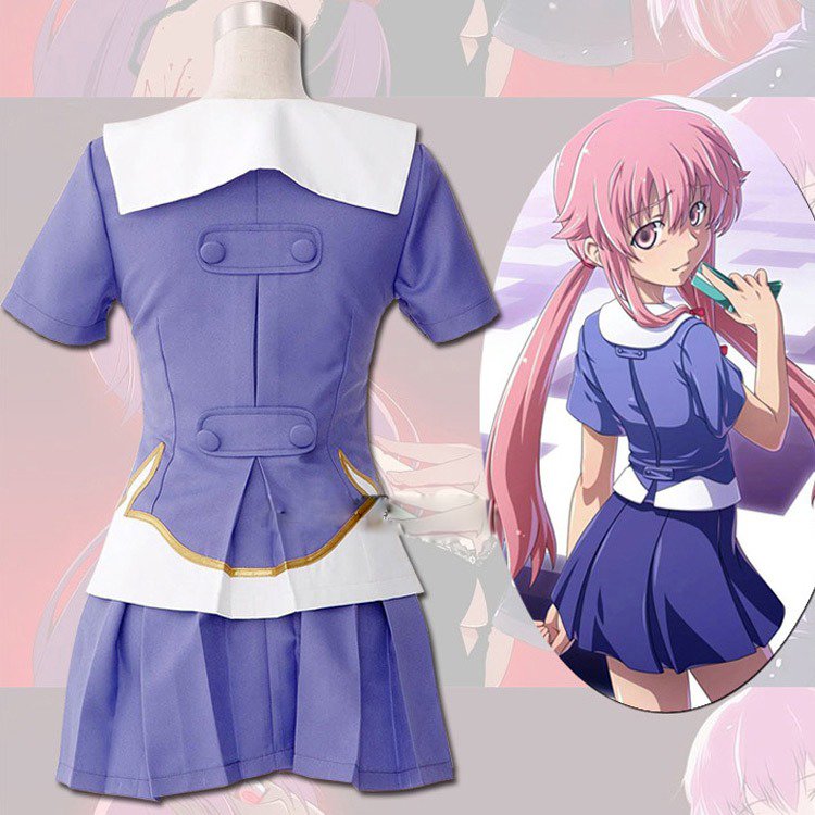 Custom Future Diary Mirai Nikki Yuno Gasai Cosplay Dress (3)