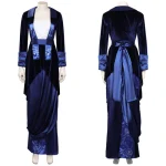 Custom Made Titanic Rose Blue Velvet Gown Dress Outfit
