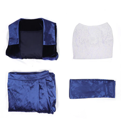 Custom Made Titanic Rose Blue Velvet Gown Dress Outfit (5)